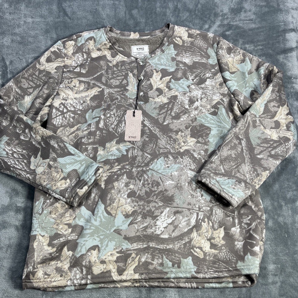 Nomad Pullover Sweater Mens XL Camo Sherpa Line Waffle Henley Super Soft NEW - Picture 4 of 7